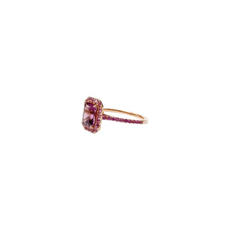 Bague Isabelle Barrier en or rose, diamants naturels et pierres fines, taille 53